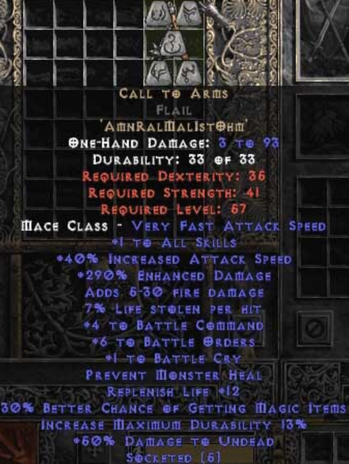 call to arms duration diablo 2 how log